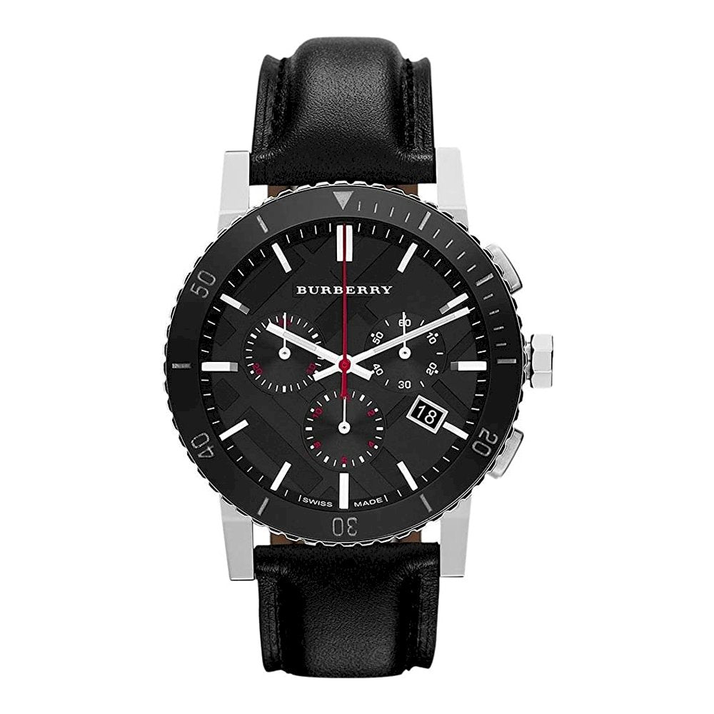 Men's Burberry Black Leather Strap Watch - BU9382